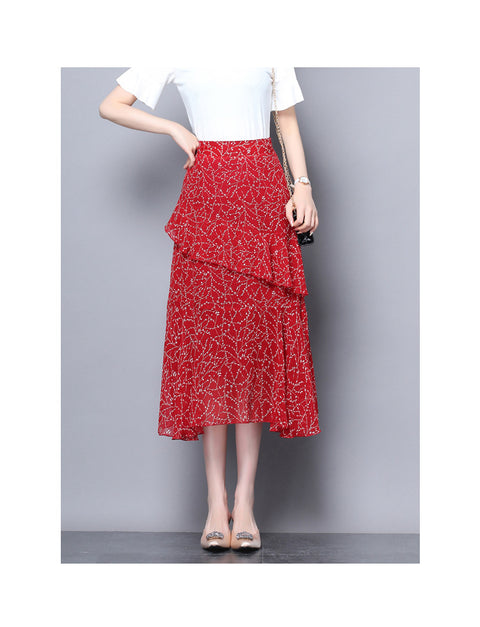 IMG 116 of Fresh Looking Skirt Women Summer Trendy Dress Niche Hip Flattering A-Line Chiffon Floral Skirt