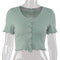 Img 6 - Europe Women Summer INS Solid Colored Bare Belly Short Sleeve Button T-Shirt Tops