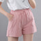 Img 1 - Cotton Solid Colored Shorts Women Elastic Waist Casual Summer All-Matching Track Wide Leg Pants