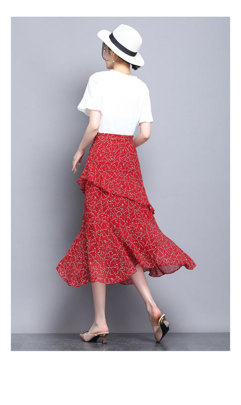 IMG 117 of Fresh Looking Skirt Women Summer Trendy Dress Niche Hip Flattering A-Line Chiffon Floral Skirt