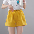 Img 7 - Cotton Solid Colored Shorts Women Elastic Waist Casual Summer All-Matching Track Wide Leg Pants