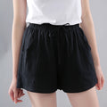 Img 8 - Cotton Solid Colored Shorts Women Elastic Waist Casual Summer All-Matching Track Wide Leg Pants