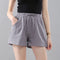 Img 3 - Cotton Solid Colored Shorts Women Elastic Waist Casual Summer All-Matching Track Wide Leg Pants