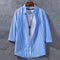 Img 10 - Trendy Three-Quarter Length Sleeves Men Shirt Youth Student Striped Half Sleeved Korean Slim Look Men Shirt