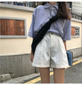 IMG 106 of Denim Shorts Women Summer Korean Trendy Pants Student Wide Leg High Waist Slim Look A-Line Hot Shorts