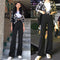 Img 1 - Wide Leg Pants Women Suits High Waist Loose Floor Length Straight Jeans Slim Look Drape Long