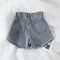 Img 2 - High Waist Loose Hong Kong Vintage Wide Leg Pants Denim Shorts Women Summer All-Matching Folded Casual Hot
