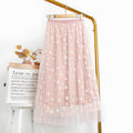 Img 4 - Printed Mesh Daisy Chiffon A-Line Drape Floral Fairy-Look Summer Slim Look Mid-Length Skirt