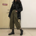 Img 4 - Cotton Plus Size Women Pound Loose Slim Look Casual Straight bfCargo High Waist Wide Leg Pants