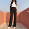 Img 4 - Wide Leg Pants Women Suits High Waist Loose Floor Length Straight Jeans Slim Look Drape Long