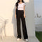 IMG 108 of Wide Leg Pants Women Suits High Waist Loose Floor Length Straight Jeans Slim Look Drape Long Pants