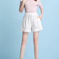 Img 2 - Ice Silk Cotton Blend Shorts Women Summer Loose Thin High Waist Slim Look Trendy Plus Size Track Casual Wide Leg Pants