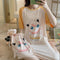 Pajamas Women Summer Sweet Look Adorable Cartoon Short Sleeve Pyjamas Thin Loose Casual Cozy Student Loungewear Sleepwear