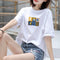Img 10 - Summer Korean Trendy Alphabets Short Sleeve T-Shirt Women Student Casual INS Tops Loose Plus Size