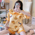 Img 8 - Summer Pajamas Women Short Sleeve Shorts Thin Doll Collar Korean Princess Adorable Lace Loungewear Sets