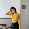 IMG 136 of Knitted Undershirt Women Long Sleeved Sweater Popular V-Neck T-Shirt Tops Stretchable Outerwear
