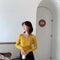 IMG 137 of Knitted Undershirt Women Long Sleeved Sweater Popular V-Neck T-Shirt Tops Stretchable Outerwear