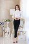 Img 4 - Korean Stand Collar White Chiffon Long Sleeved Slimming Thick Warm Shirt Women Blouse