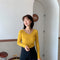 IMG 135 of Knitted Undershirt Women Long Sleeved Sweater Popular V-Neck T-Shirt Tops Stretchable Outerwear