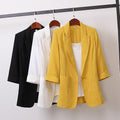 Img 1 - Cotton Blend Mid-Length Plus Size Blazer Loose Casual Trendy Suit Women Blazer