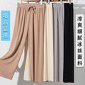 Img 3 - Ice Silk Ankle-Length Wide Leg Women High Waist Drape Thin Loose Slim-Look All-Matching Straight Petite Casual Pants