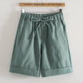 Img 2 - Cotton Blend Shorts Women Summer Thin Elastic Waist Plus Size Bermuda Loose Slim Look Hot Pants Straight Jeans Bermuda Shorts