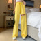 Img 7 - Summer Korean Sporty Casual Pants High Waist Drape Wide Leg Loose Straight Floor Length Long Women Pants