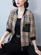 Img 3 - Chiffon Short Women Casual All-Matching Baseball Jersey Tops Three-Quarter Length Sleeves Chequered Jacket