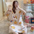 Img 1 - ins Summer Short Sleeve Pajamas Women Silk Thin Pyjamas Loungewear