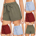 Img 1 - Europe Women Trendy Casual Belt Cotton Blend Shorts