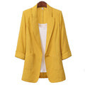 Img 4 - Cotton Blend Mid-Length Plus Size Blazer Loose Casual Trendy Suit Women Blazer