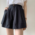 Img 2 - High Waist Summer Solid Colored Casual Pants Slim-Look Wide Leg Women Shorts