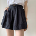 Img 7 - High Waist Summer Solid Colored Casual Pants Slim-Look Wide Leg Women Shorts