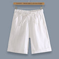 Img 6 - Cotton Blend Shorts Women Summer Thin Elastic Waist Plus Size Bermuda Loose Slim Look Hot Pants Straight Jeans Bermuda Shorts