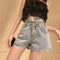 Img 4 - Denim Shorts Women Summer High Waist Outdoor Wide Leg Loose Slim Look A-Line Burr Hot Pants