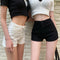 Img 1 - Black Pants Summer Korean High Waist Denim Pants Women Slim Look Tall Look Fitted Straight Shorts