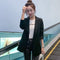 IMG 118 of chicBlack Suits Women Korean Casual Slim Look Suit Mid-Length Uniform Outerwear