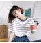 IMG 107 of Minimalist Women Korean Trendy Short Sleeve T-Shirt Summer Striped insTrendy Tops T-Shirt