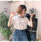 IMG 116 of Minimalist Women Korean Trendy Short Sleeve T-Shirt Summer Striped insTrendy Tops T-Shirt