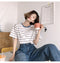 IMG 103 of Minimalist Women Korean Trendy Short Sleeve T-Shirt Summer Striped insTrendy Tops T-Shirt