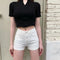 Img 3 - Black Pants Summer Korean High Waist Denim Pants Women Slim Look Tall Look Fitted Straight Shorts