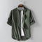 Img 1 - Summer Men Line Stand Collar Mid-Length Shirt Cotton Blend Loose Plus Size Casual Men Shirt