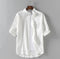 Img 2 - Summer Men Line Stand Collar Mid-Length Shirt Cotton Blend Loose Plus Size Casual Men Shirt