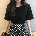 Img 13 - Summer Korean Loose All-Matching Minimalist Tops Casual Short Sleeve Women Solid Colored T-Shirt