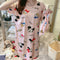 ins Summer Short Sleeve Pajamas Women Silk Thin Pyjamas Loungewear Sleepwear