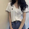 Butterfly Embroidery High Waist Tops Short Sleeve Summer Slim Look Sweater Matching Cardigan Thin Women Outerwear