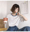 IMG 105 of Minimalist Women Korean Trendy Short Sleeve T-Shirt Summer Striped insTrendy Tops T-Shirt