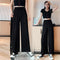 Img 1 - Wide Leg Pants Women High Waist Drape Floor Length Thin Loose Sparkle Casual Chiffon Long Straight Starry Sky