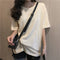 Img 5 - Summer Korean Loose All-Matching Minimalist Tops Casual Short Sleeve Women Solid Colored T-Shirt
