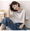 IMG 106 of Minimalist Women Korean Trendy Short Sleeve T-Shirt Summer Striped insTrendy Tops T-Shirt